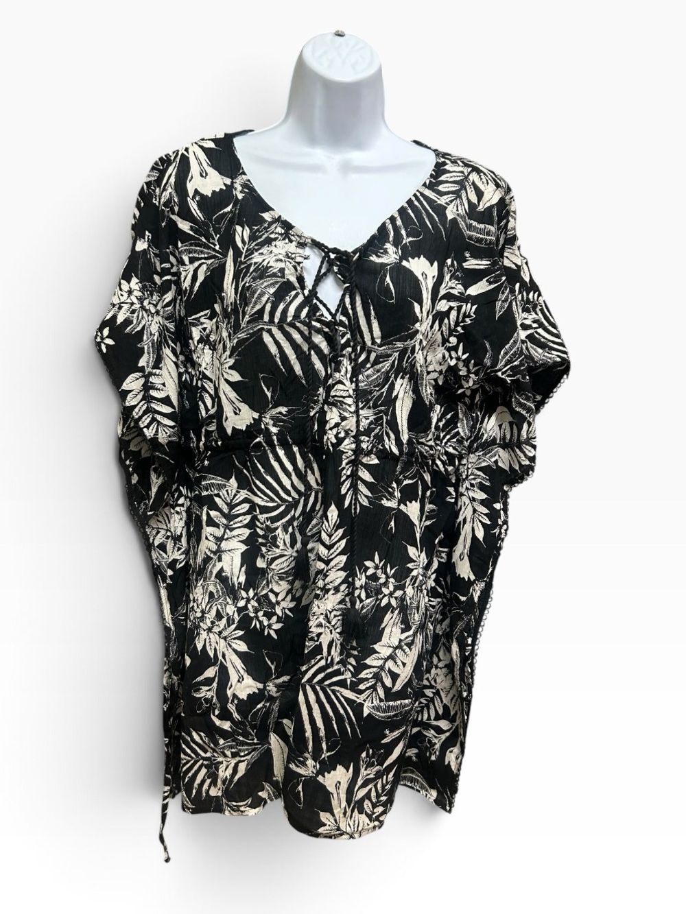 Old Navy Black White Floral Swimsuit Beach Coverup Size M